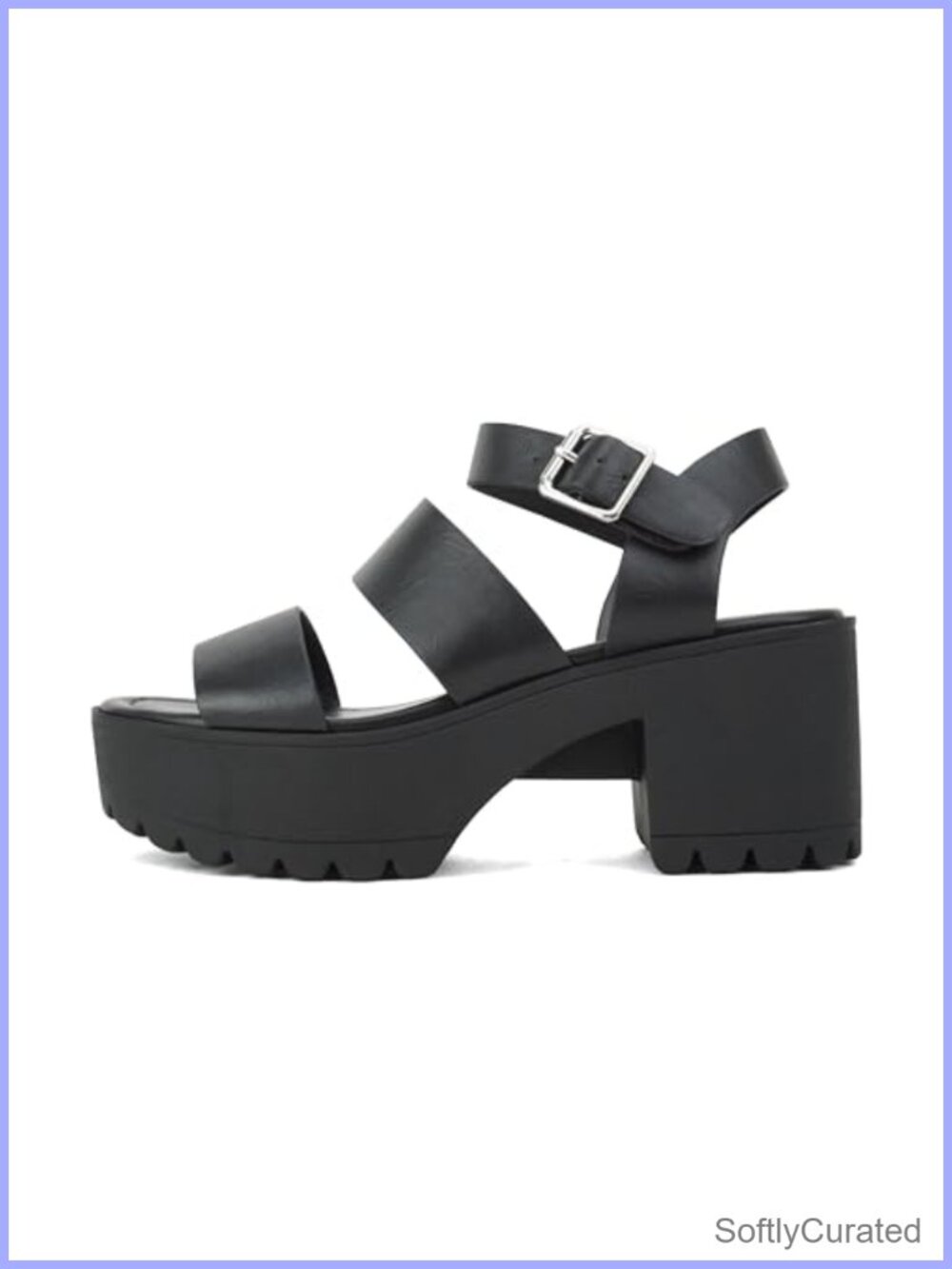 Open Toe Block Heel Sandals Fisherman Ankle Strap Lug Sole
